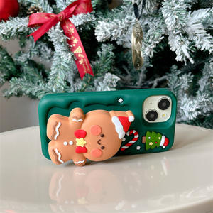 Custodia per Telefono con Supporto in Silicone a Forma di Omino di Pan di Zenzero Natalizio per <span class=keywords><strong>iPhone</strong></span> <span class=keywords><strong>Apple</strong></span> <span class=keywords><strong>14</strong></span> 13 17 16 15 Pro Max, Antiurto - Product Image 3