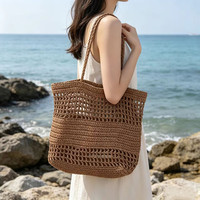 Sac fourre-tout de luxe fait main, sac de plage en paille tressée écologique, grande capacité, tendance transfrontalière personnalisable pour l'été