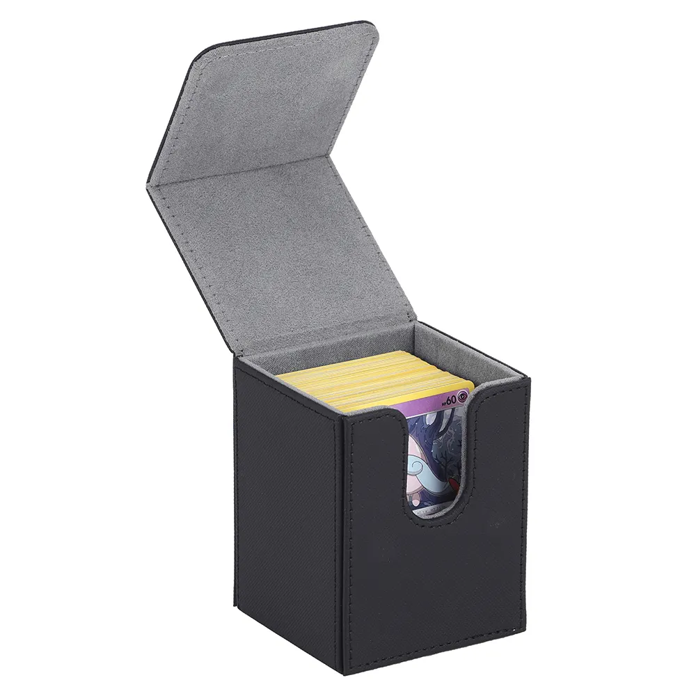 صندوق مغناطيسي عصري أنيق بجودة مميزة لتخزين بطاقات الألعاب مغناطيسية قوية وآمنة من جلد البولي يوريثان صندوق مغناطيسي بحامل لتخزين البطاقات tcg mtg