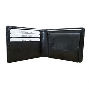 Portefeuille en cuir noir personnalisé pour homme, fermeture ouverte, broderie lettre et motif étoile, court, étanche, porte-cartes de crédit - Product Image 2