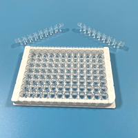Plastique de laboratoire blanc détachable stérile 96 puits plaque elisa fond plat 8 bandes microplaque