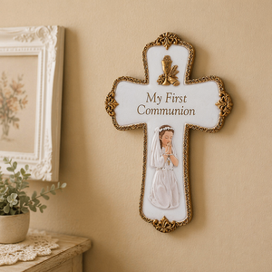 เรซินที่ไม่ซ้ำกัน My First Communion Praying Girl ศา<span class=keywords><strong>ส</strong></span>นา Wall Cross - Product Image 4