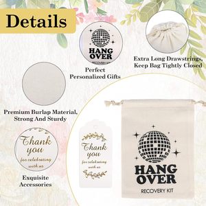 Sacs de récupération après une gueule de bois, pochettes réutilisables en coton avec cordon de serrage pour cadeaux de fête de bachelorette, décorations de fête de bachelier, fête prénuptiale - Product Image 4