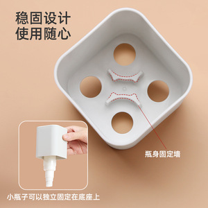 Portable 4 In 1 Travel Bottle <b>Set</b> <b>Square</b> Round Combination Dispensing Bottles Light Gray Milky White For Shower Gel Shampoo - Product Image 1