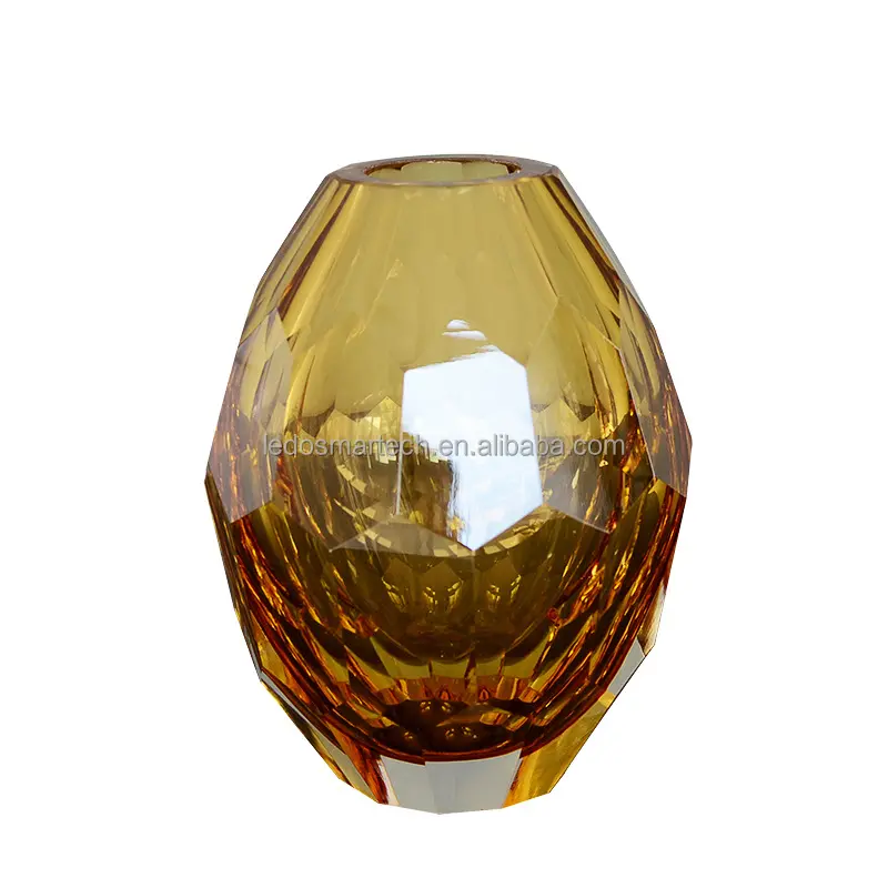 2021 venda quente transparente diamante corte âmbar roxo arte vasos de vidro de mercúrio reino unido para plantas
