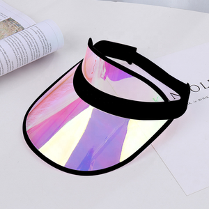 Tùy Chỉnh Nhựa Màu Hồng Phản Quang Holographic Mũ Mặt Trời Visors Mũ Nhựa Mũ Nón Óng Ánh Visor Cap - Product Image 5