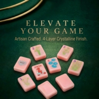 Designer geïnspireerde kersenbloesemroze klassieke Amerikaanse luxe moderne Mahjong set, 160 premium acrylstenen, voor 4 spelers, unisex