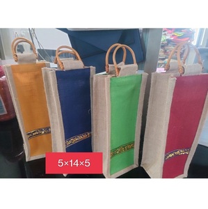 Bolsas de yute Premium de lujo, bolsa de mano multicolor para botellas de vino, bolsa de yute ecológica duradera y elegante, perfecta para llevar todos los días - Product Image 2