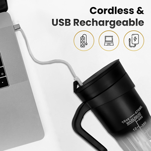 Vaso <span class=keywords><strong>Mezclador</strong></span> Portátil de Alta Calidad, Recargable por USB, 470 ml, 6 Cuchillas, Mini Licuadora de Frutas, Exprimidor Manual, Batidora de Smoothies con Pajita - Product Image 5