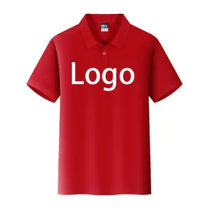 Kemeja Polo lengan pendek bisa disesuaikan uniseks, pakaian kerja iklan budaya perusahaan katun murni berventilasi cepat kering dengan Logo