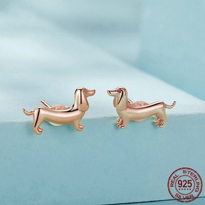Aretes de Animales Adorables para Niños, Chapados en Oro de 18K, Plata S925, Antialérgicos, con Diseño de Perro Dachshund - Product Image 4