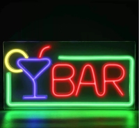 Panneau arrière à LED néon verre à vin bar lampes suspendues IP65 étanche sans fil publicité extérieure lumières d'ambiance décoratives