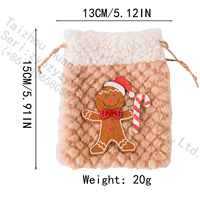 Weihnachtliche Geschenktasche mit Kordelzug, Plüsch-Lebkuchenmann-Design, Sherpa-Besatz, Süßigkeiten-Beutel, Festliche Partydekoration