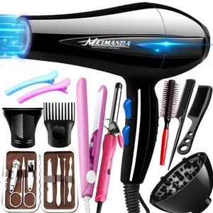 Wholesale 12pcs Hair Dryer For Travel&home Lightweight Negative Ionic Hair Blow Dryer 3 Heat Settings Cool Settings With 11 Acc