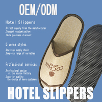 Chaussons d'hôtel personnalisés en velours corail lavables, tongs jetables pour invités d'hôtel