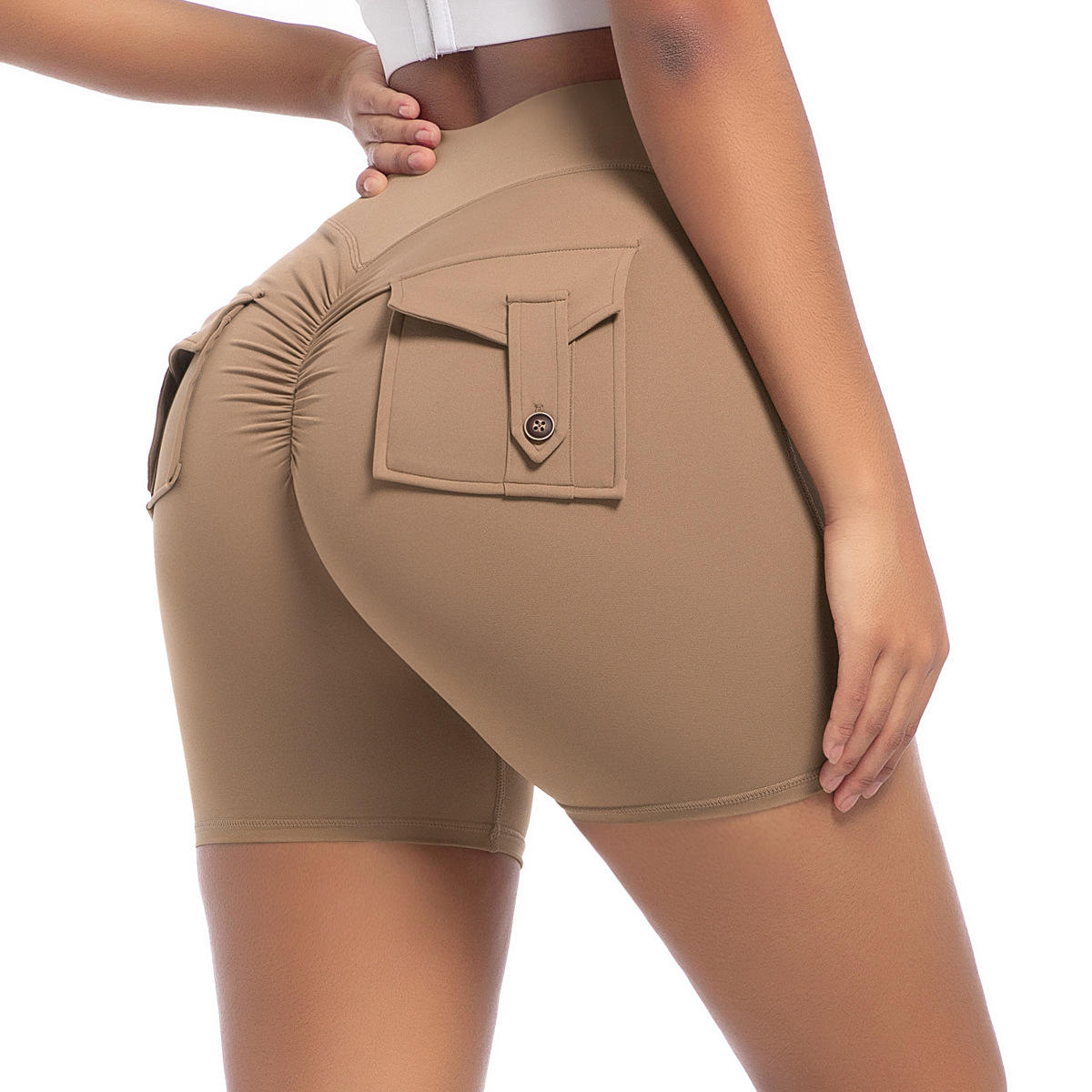 กางเกงขาสั้นกระเป๋า6677 Crocus-โกโก้