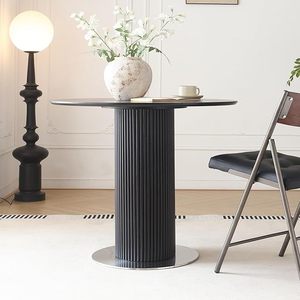 Mesa redonda creativa de madera maciza negra, mesa de comedor moderna y minimalista para el hogar, mueble decorativo de alta calidad. - Product Image 1