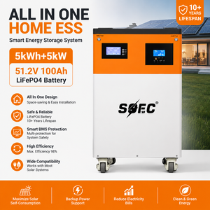 Sistema de Almacenamiento de Energía Doméstico Todo en Uno SOEC, 5kW Híbrido, Batería de 5kWh 51.2V 100Ah, BMS Inteligente, Estación de Energía Solar 51.2V 100Ah Avanzada - Product Image 3