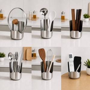 <span class=keywords><strong>Porte</strong></span>-ustensiles de cuisine 2 en 1 en acier inoxydable, support multifonctionnel pour couvercles de casseroles, spatules, planches à découper pour la cuisine à domicile - Product Image 5