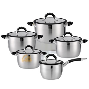Thâm quyến staindless nấu ăn nồi Set thép không gỉ không dính Cookware Set stainlesteel chậu và chảo với Silicone xử lý - Product Image 1