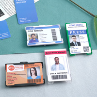 Porte-badge d'identification rigide en plastique transparent ou multicolore, durable, avec fente latérale pour carte, et lanières, vente en gros usine