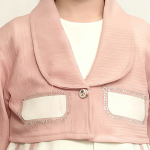 Nuovo Arrivo Primavera 2025 per Bambine, Cardigan con Bottoni a Maniche Lunghe in Stile Occidentale, Abito Principessa a Due Pezzi Lunghezza al Ginocchio - Product Image 2
