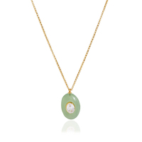Collier pendentif ovale en résine verte, plaqué or 18 carats, en acier inoxydable, étanche, pour femmes, bijoux de fête, J&D Jewelry