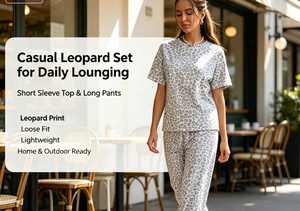 <span class=keywords><strong>Pigiama</strong></span> Estivo da Donna in Poliestere Traspirante 2026 Nuovo Bestseller per Esportazione Transfrontaliera Set Casual Semplice con Stampa Leopardata per Ragazze ODM XL - Product Image 3