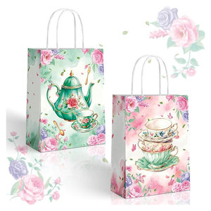 Custom Logo Printed Christmas <b>Pattern</b> Brown Kraft Long Reinforced Handles Xmas Holiday Gift Packaging <b>Paper</b> Bags - Product Image 6