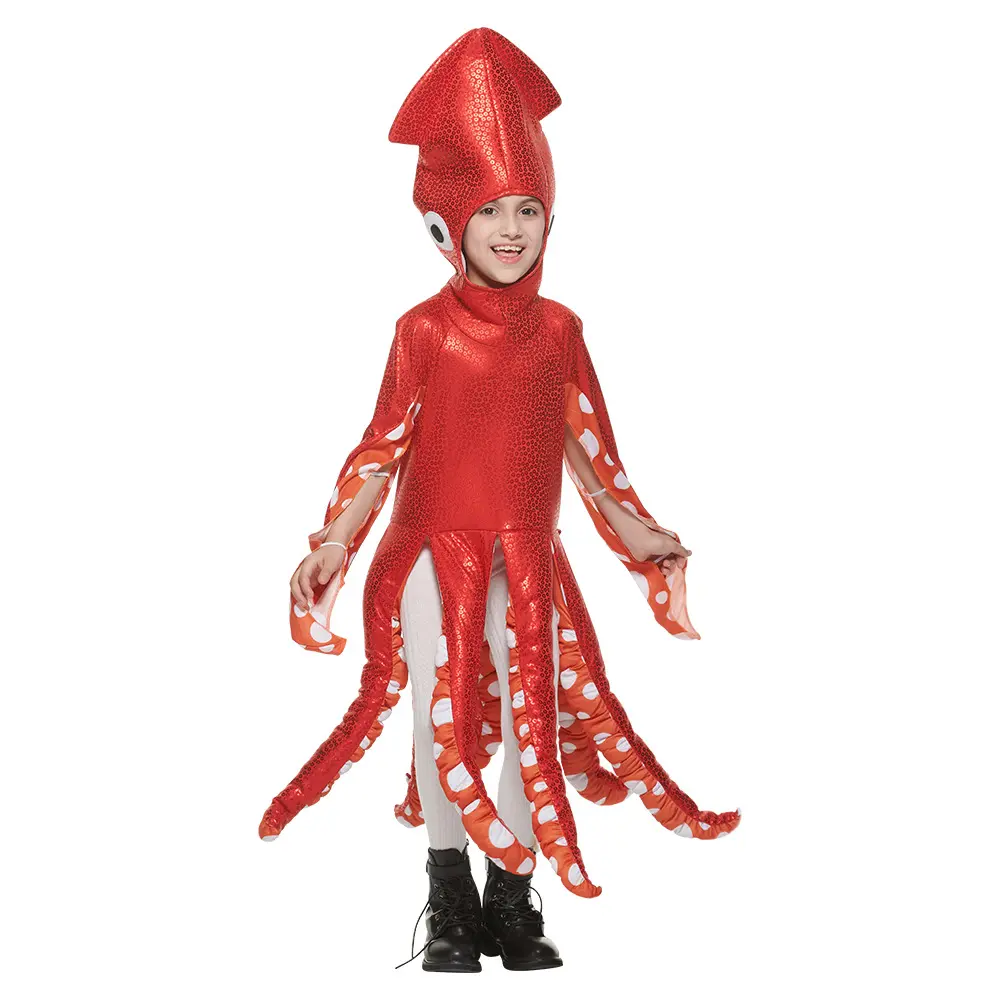 New children's Halloween costume sea creature Marine Life cute squid one-piece school party fun costume