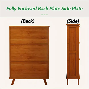 Hiện Đại Tiết Kiệm Không Gian Bằng Gỗ 3 Ngăn Kéo Tre Tủ Giày Lưu Trữ Lật <span class=keywords><strong>Top</strong></span> Ngăn Kéo Tổ Chức Với Lưu Trữ Cubby - Product Image 4