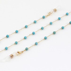 — Lunettes de soleil avec chaîne en pierre de Turquoise naturelle, accessoire pour femmes, boule de protection solaire - Product Image 4