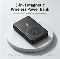 Nouvelle batterie externe magnétique sans fil mini 5000 mAh 2026 avec support intégré pour iPhone – Porte-clés Powerbank