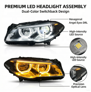 Faro Delantero LED para <span class=keywords><strong>BMW</strong></span> F10 Serie 5 2011-<span class=keywords><strong>2017</strong></span>, Lente de Proyector, 12V DRL 8000K, Nuevo para <span class=keywords><strong>520i</strong></span> 530i 535i 525i - Product Image 2