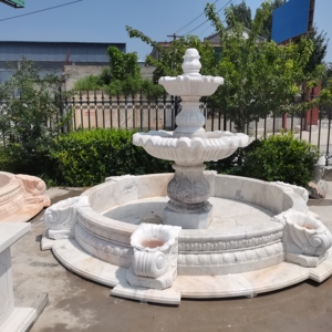 Fontaine d'eau en pierre de grande taille pour la décoration extérieure de la maison, du parc et du jardin, style européen, sculpture d'animal en marbre blanc - Product Image 4