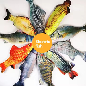 Vente en gros simulation poisson chat jouet rempli coton lavable électrique chargeur Usb mobile interactif 3d poisson animal chat jouet - Product Image 2