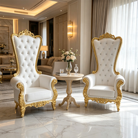 Chaises de trône royales de luxe à dossier haut, blanches et dorées, moins chères, pour mariage et événements