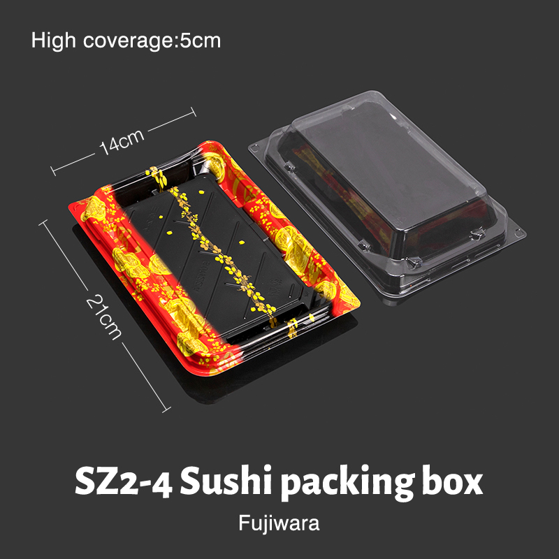 2-4 Fujiwara Red Sushi Box with lid 50pcs