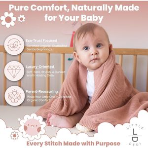 Little Dedi Baby Knitted <b>Blanket</b> Dusty Pink Organic Cotton Swaddle Crib Stroller <b>Blanket</b> With Gift Box All Season Use - Product Image 2