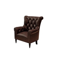 Ensemble de fauteuil et table basse en cuir vintage américain, meubles de bar antiques pour restaurant et café