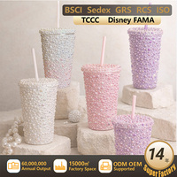 Vasos Personalizados al por Mayor con Logotipo de Diamantes de Imitación, 450ml, Ecológicos, Libres de BPA, Estéticos, con Perlas para Pajitas, Venta Directa de Fábrica al por Mayor
