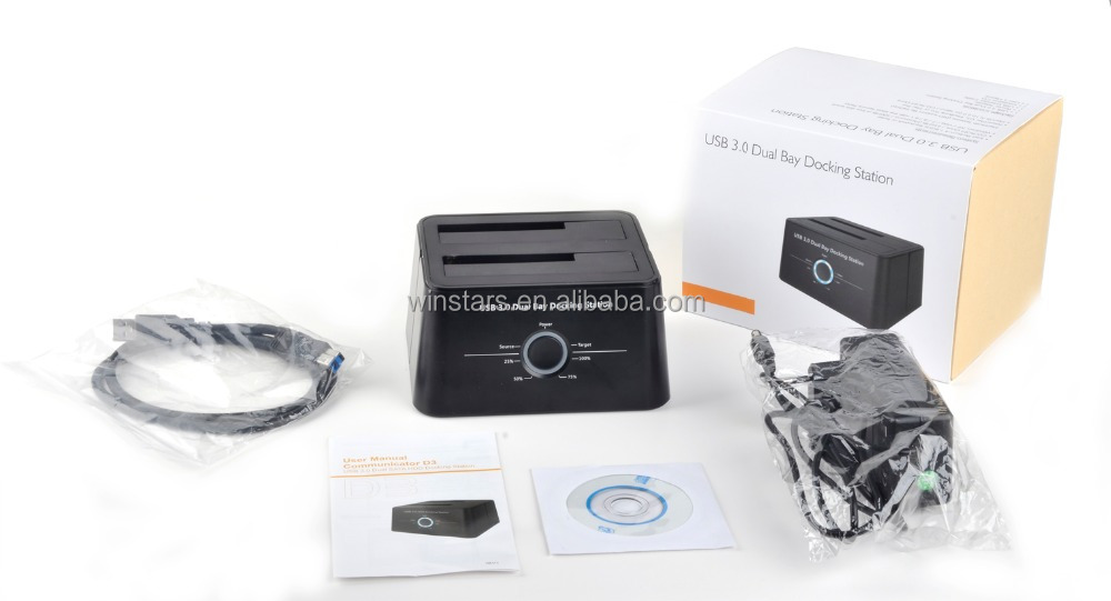 USB3.0 à 2.5 ''& 3.5'' SATA Double Baie Station d'accueil pour DISQUE DUR Support De Sauvegarde À Une Touche