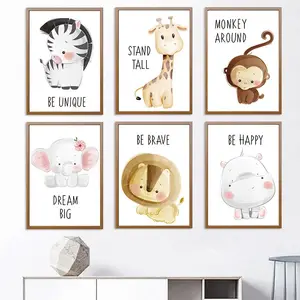 Nursery Baby Room Bedroom Framed Cartoon Cute Poster Custom Size Children Wall Art Picture Frame for Kids Art