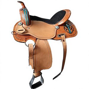 Silla de Montar Ecuestre de Cuero Vacuno Genuino de Primera Calidad, Hecha a Mano, Cómoda, Duradera y Personalizable, para Carreras de Barriles y Senderismo - Product Image 1