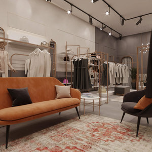 Biểu tượng tùy chỉnh quần áo hiển thị đứng quần áo thời trang cửa hàng Kim Loại hiển thị giá bằng gỗ Boutique hiển thị kệ - Product Image 2