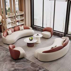 Sofá de cuero personalizado de fábrica, muebles comerciales para salón de recepción, recepción de salón de belleza, muebles para área bancaria - Product Image 4