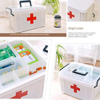 Trousse de Premiers Soins Médicale Grande en Plastique à 2 Niveaux pour Maison, Bureau, Voyage, Boîte de Rangement Médicaments