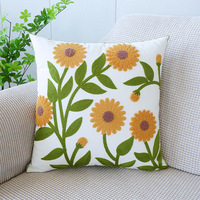 Housse de coussin décorative 18x18 pouces, broderie florale botanique nordique, taie d'oreiller capitonnée pour canapé, chambre, salon, décoration intérieure