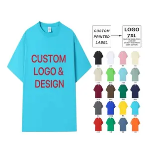 Penjualan laris kaus pria nyaman warna asli kaus Logo kustom kasual kaus pria ukuran besar 100% katun untuk pria