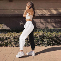 Pantalons décontractés personnalisés pour femmes pantalons de survêtement femmes Logo personnalisé blanc et noir pantalons longs cordon automne survêtement randonnée Sport bas
